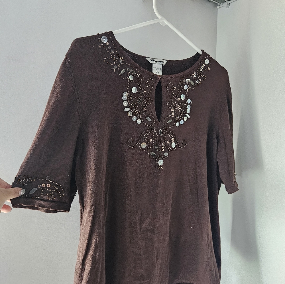 Vintage Nygard Knit Beaded Top